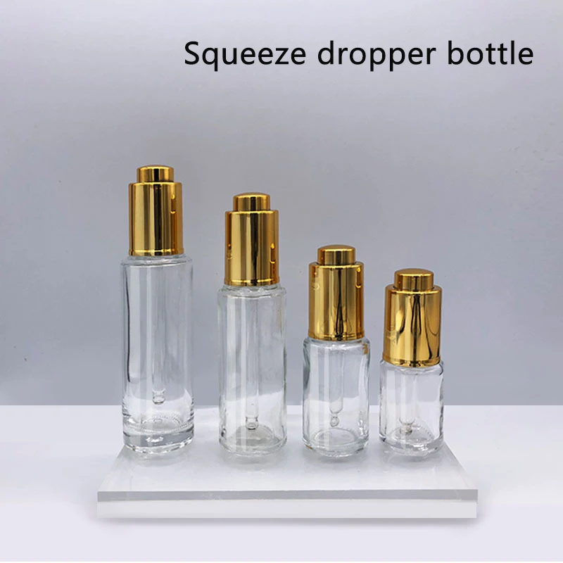 15/20/30/50ml Refillable Glass Dropper Bottle Essential Oils Perfumes Empty Cosmetic Bottles Press Type Cover