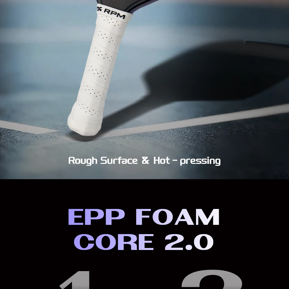 RPM Q2 Pickleball-Schläger 1:1 T700 Carbonfaser-Oberfläche Reibung Heißgepresster Expandierter TPU EPP-Schaum Verstärkter Kern 16mm – Detail 2