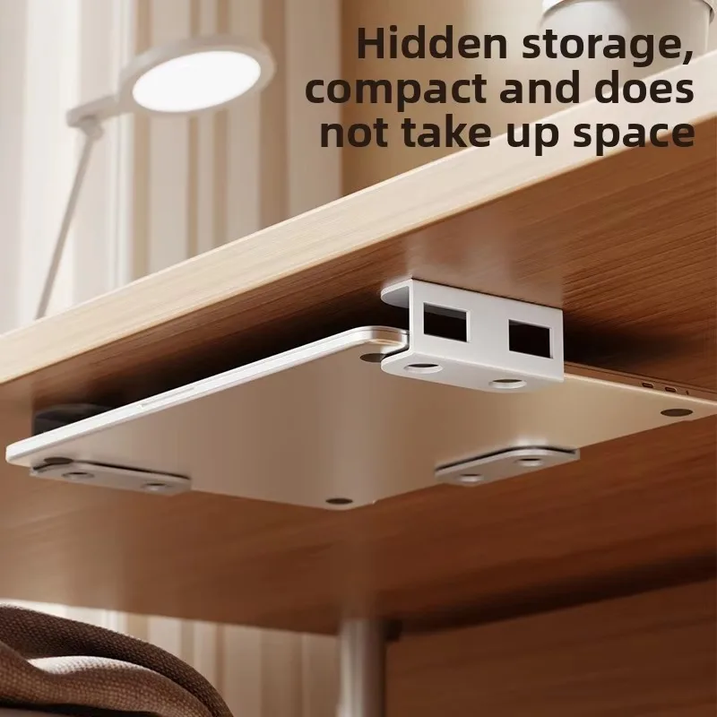 Metal Under Desk Shelf Holder for Laptop,Keyboard with Anti-Scratch Silicone Under Desk Laptop Mount, Mac Mini, Macbook