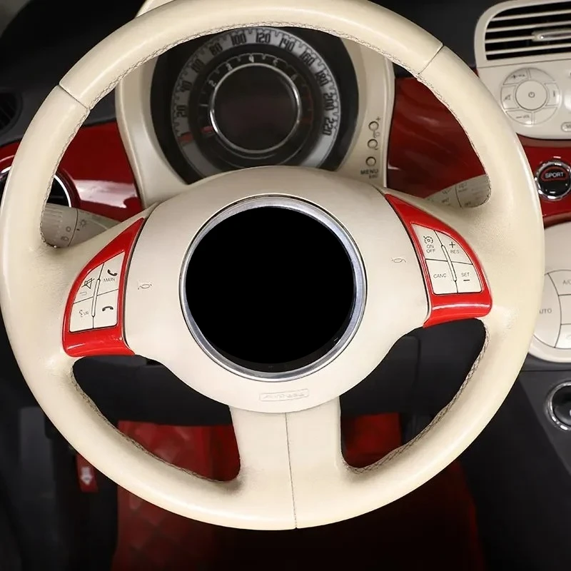 For Fiat 500 Abarth 595 695 10-15 ABS Carbon Fiber Car Steering Wheel Button Frame Cover Trim Sticker Interior Car Accessories 4