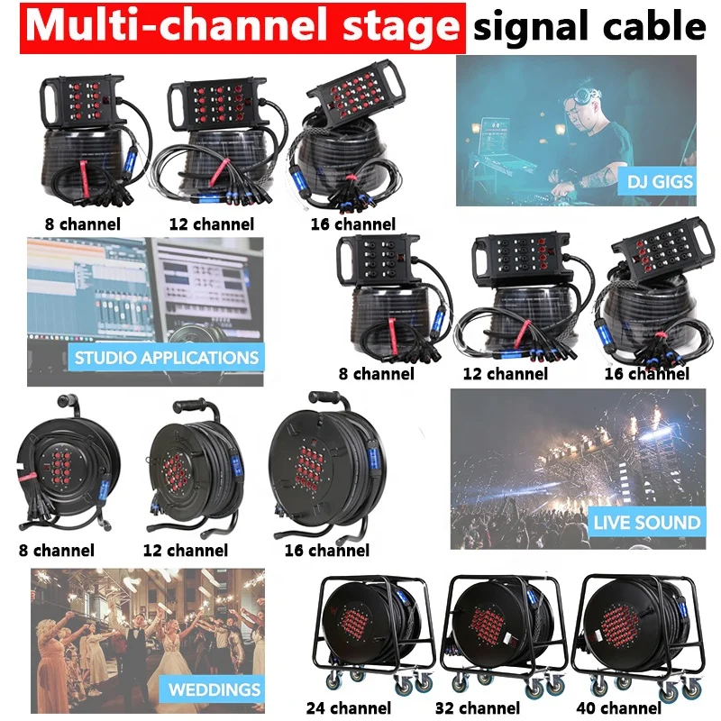 Multichannel Xlr Y Splitter Cable 3 Pin Xlr Female To Male De Power Dmx Snake Audio Cable 4 8 12 16 24 32 48 Channel