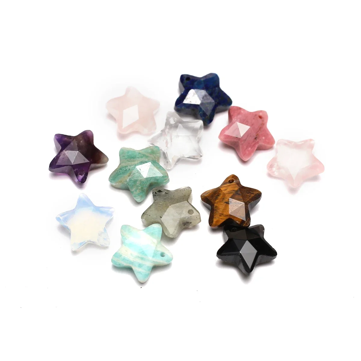 Natural Gemstone Stone Star Perforated Shape Fine Ladies Earrings Charms for Jewelry Making DIY Necklace Accessories 15x15mm