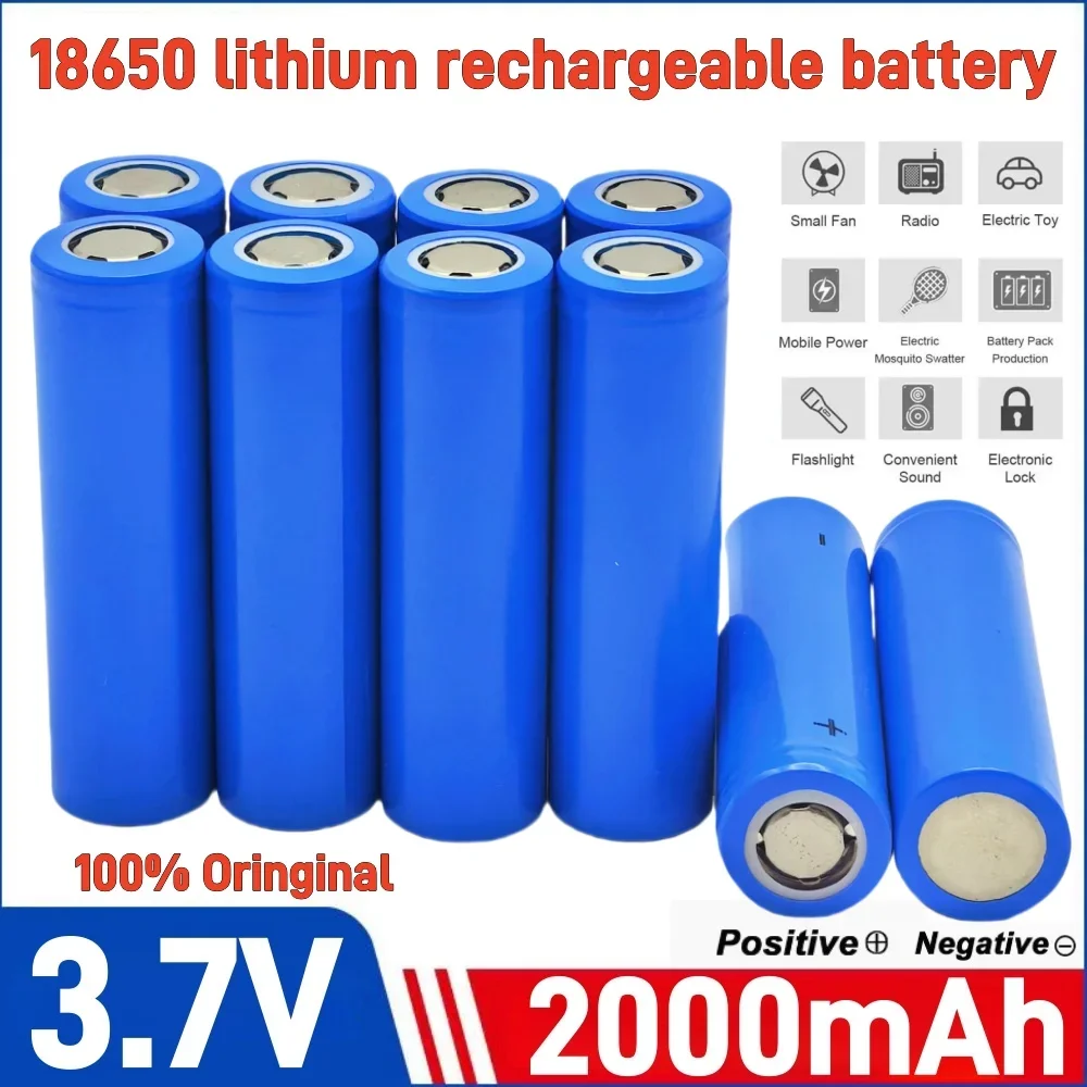 

18650 3.7V 2000mAh battery ICR18650 rechargeable lithium-ion battery suitable for flashlight power bank replacement battery