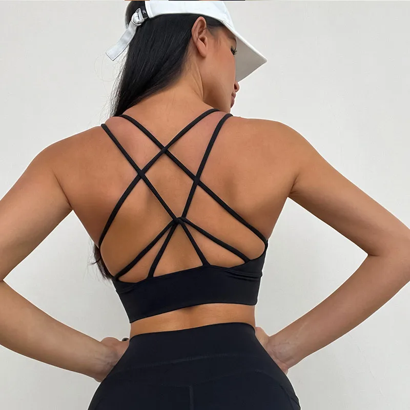 New Women's Sports Tank Top U-shaped Beauty Back Bra No Awkwardness Thread Nude Feeling Tight Pants High Waist Fitness Yoga Set