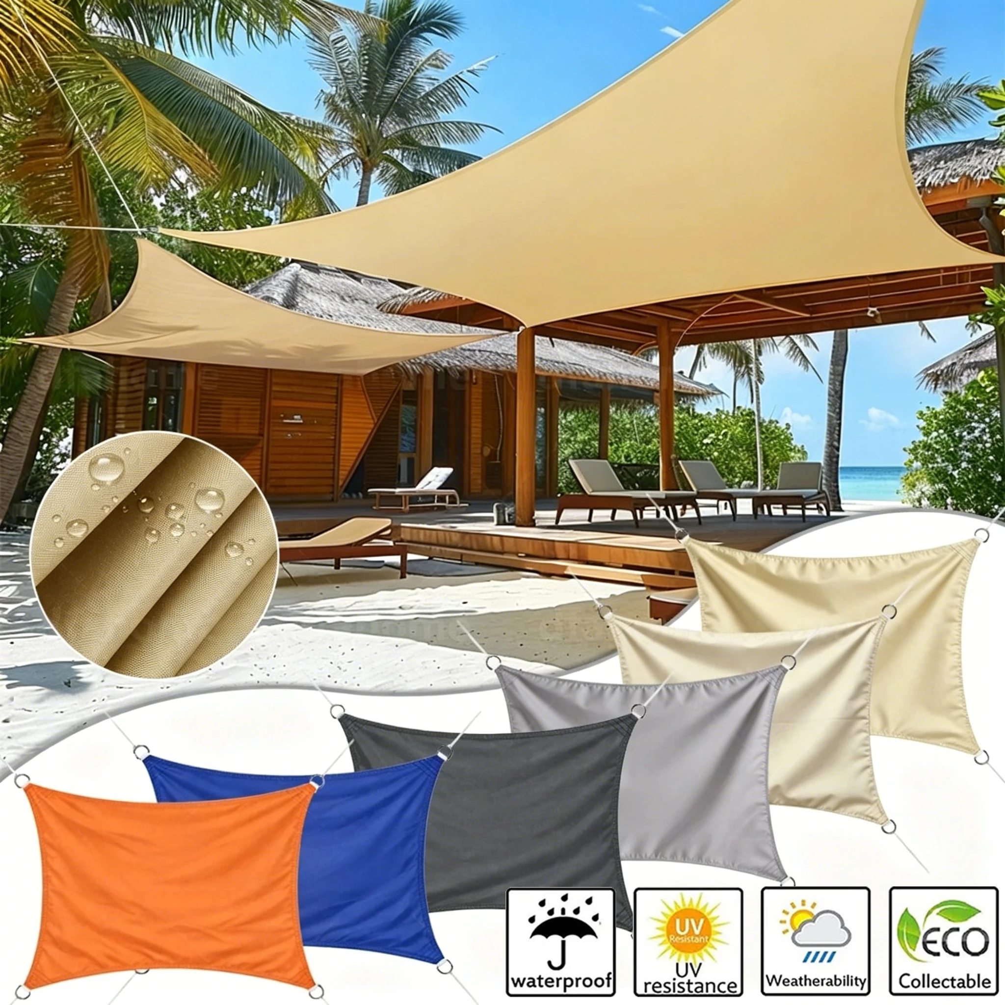 Sun Shade Sail 2/3/4/5/6M Rectangle UV Block Sunshade Cloth for Backyard Yard Deck Patio Garden Outdoor Activities and Facility