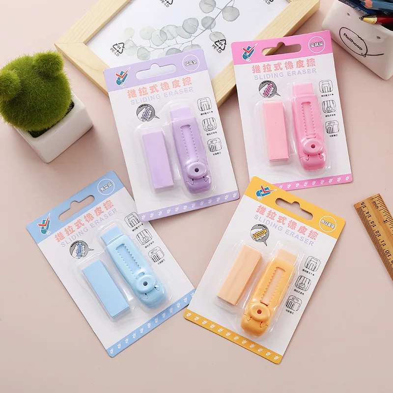 20 set/lot Creative Macarons Push-pull Eraser Cute Writing Drawing Rubber Pencil Erasers Stationery Gifts School Suppies