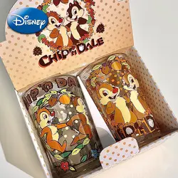 Disney Winnie the Pooh Toy Story Chip and Dale Glass Cartoon Couple Friends Cup Dormitory Home Water Cup with Gift Box for Gifts