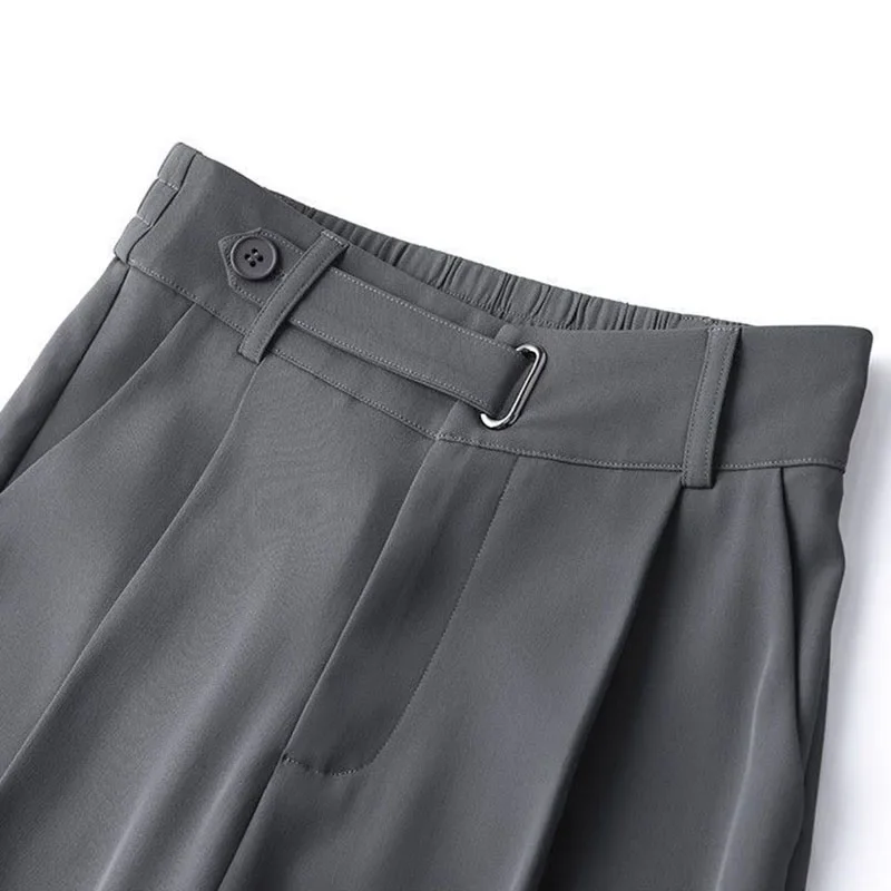 夏の新しい女性スーツパンツハイウエスト固体ルーズカジュアルワイドレッグレディースズボン Y2K シックなオフィスレディースストレートパンツ