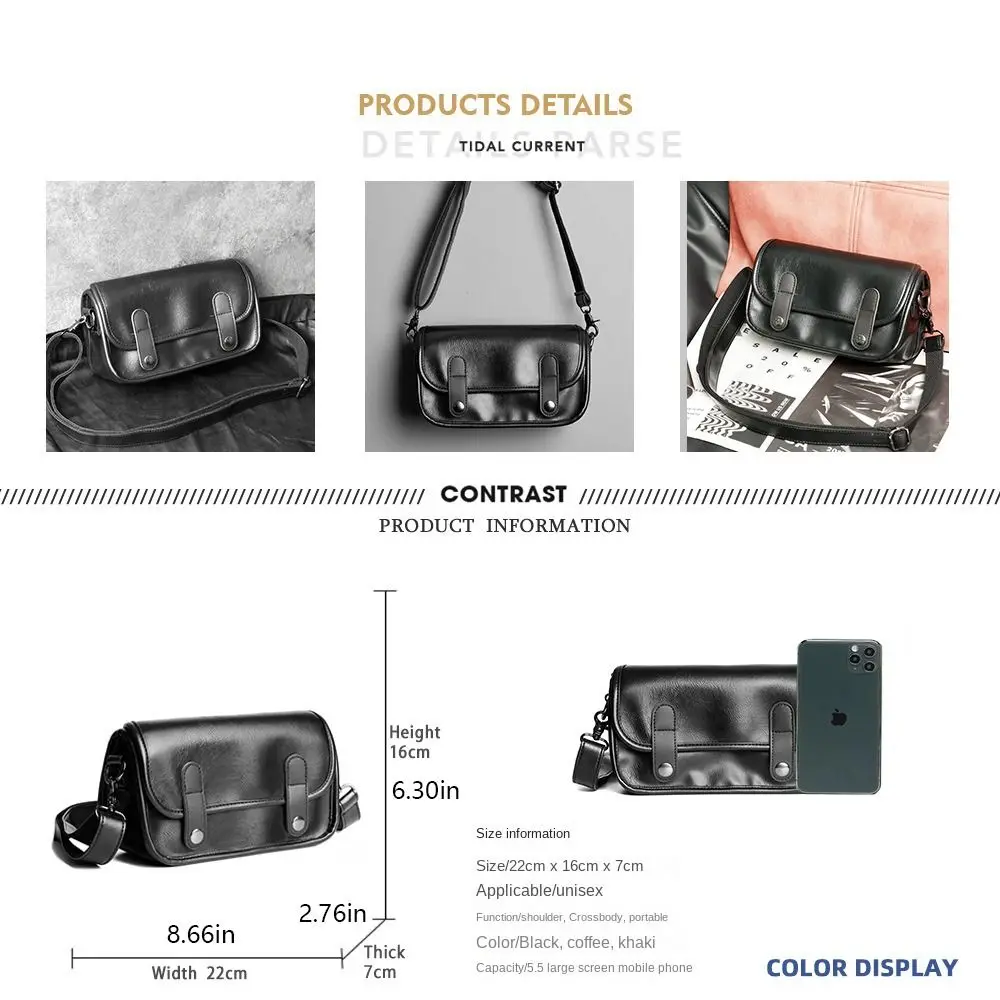 Portable Waterproof Shoulder Belt Bags Retro Soft Single-shoulder Bag Textured Hardware Leisure Mini Messenger Bag Outdoor