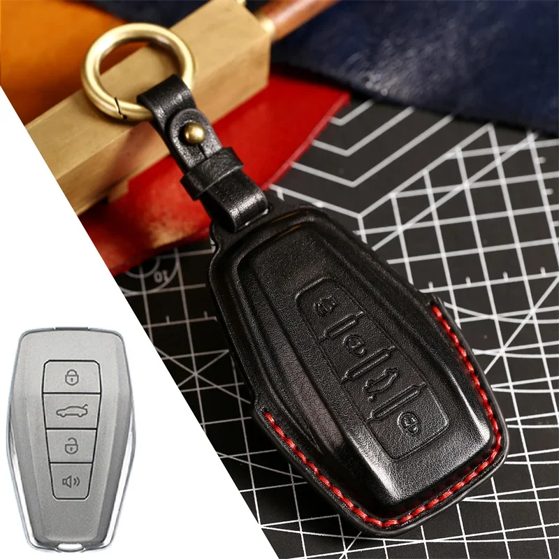 

1pc Leather Car Remote Key Case Cover Holder Shell For Geely Emgrand X7 EX7 Coolray 2019-2020 Auto Styling Fob Accessories