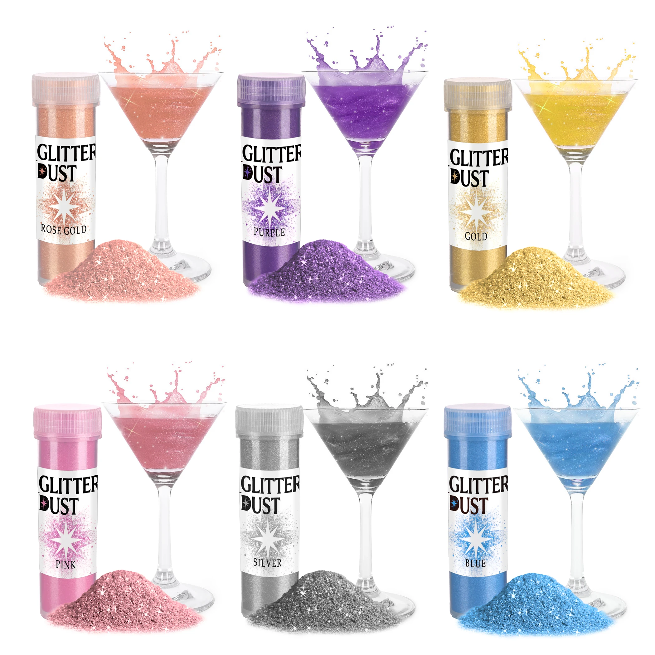 Desserts & Süßigkeiten |   Gold- und Rosa-Glitzerstreusel, Metallisches Glitzerpulver - Premium Glanzstaub für Kuchendekoration, Getränke-Garnierung