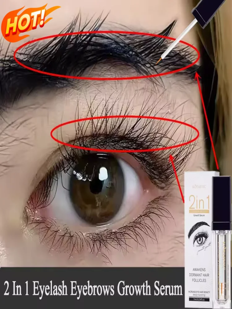 2-in-1-Serum für schnelles Wimpern-Augenbrauen-Wachstum, 7 Tage natürlicher Wimpernverstärker, längeres, dickeres, kräuselndes, verlängertes Wimpernprodukt. Neu