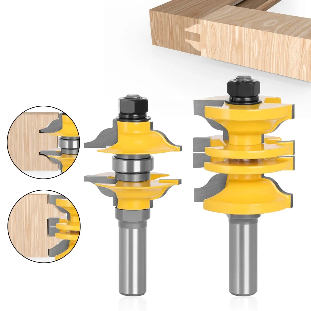 

2PC/Set 1/2" 12.7MM Shank Milling Cutter Wood Carving Entry Interior Door Ogee Router Bit Matched MIlling Cutter for Woodworking
