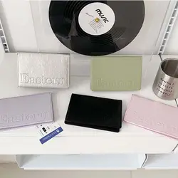 Cute PU Leather Silver Passport Holder Letter Multifunctional Certificate Storage Bag Card Case Ticket Holder Passport Clip Men