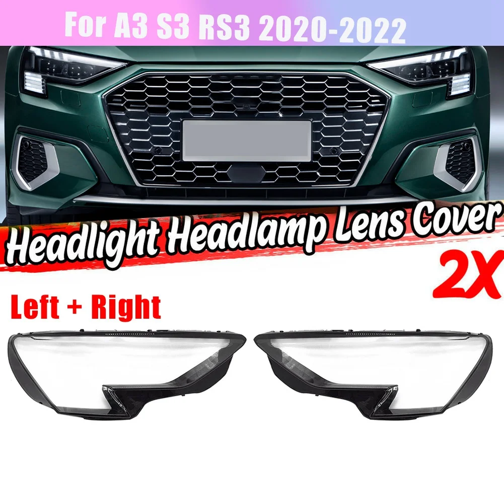 RH Right Side Headlight Lens Cover Head Light Shade Shell Headlight Glass Cover for -Audi A3 / S3 / RS3 2020 2021 2022