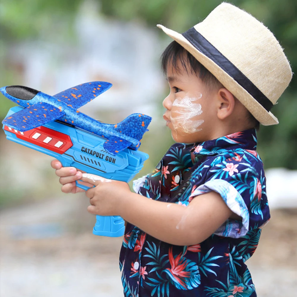 Children\'s Foam Ejection Aircraft Toys Parent-Child Interaction Outdoor Foam Aircraft Park Airplane Launcher Toys Birthday Gift