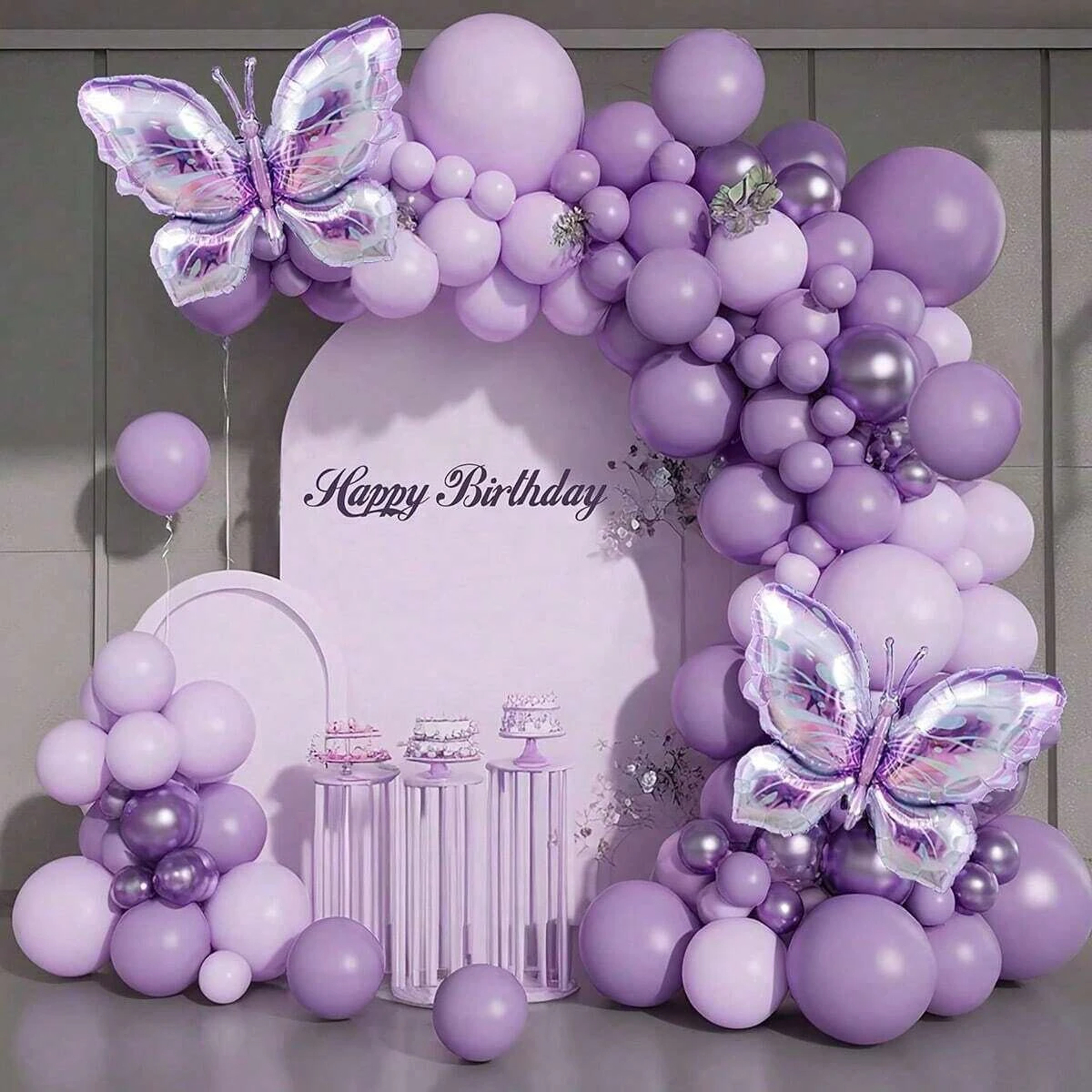 126 Stück lila Schmetterlings-Latexballons für Hochzeit, Geburtstag, Valentinstag und Party-Dekoration
