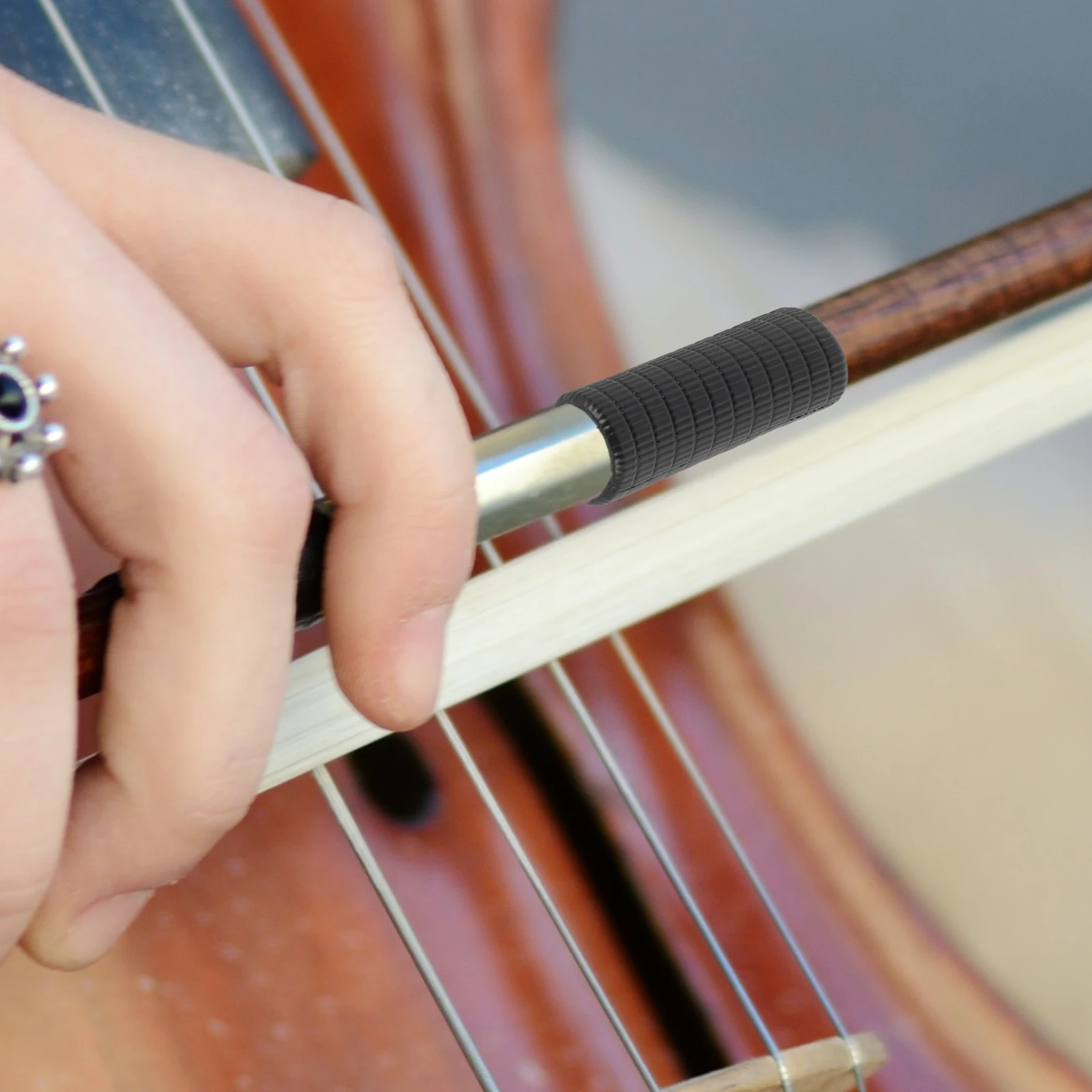 

4pcs Black Grips Violin Bow Accessories Rubber Parts Replacement Student Teaching Aids Cushions Durable Material Practical