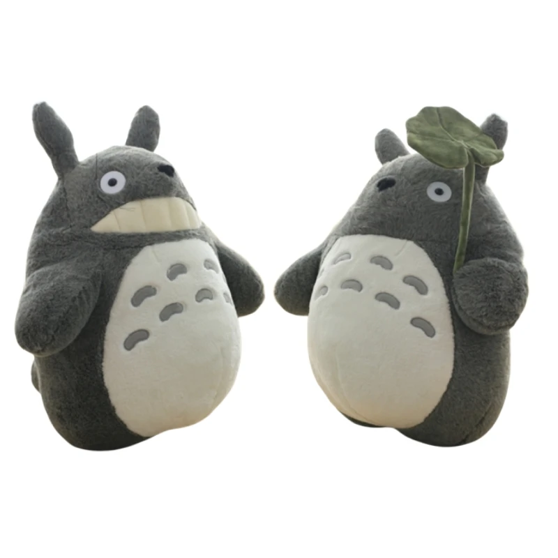 Cartoon Totoro Plush Toy Stuffed Smile Totoro Lotus Leaf Plushies Cute Movie Anime Doll Soft Throw Pillow Sofa Bed Room Decor