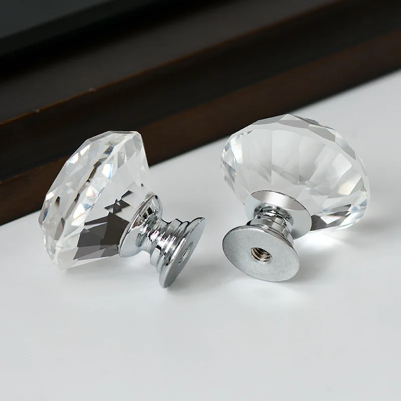 

Diamond Shape Furniture Handles Design Crystal Glass Knobs Cupboard Pulls Drawer Knobs kitchen Cabinet Handles