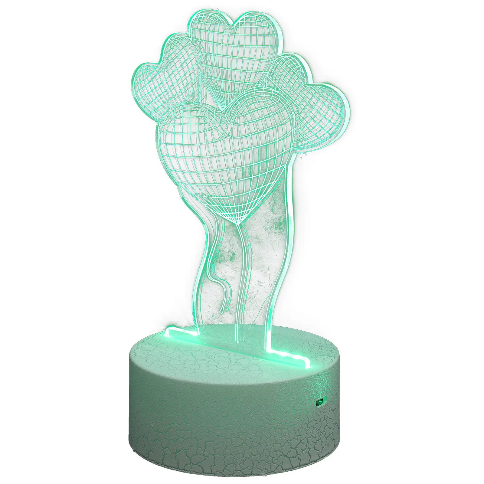 1Set Heart Balloon 3D Stereoscopic Night Light Lamp Color Changing Remote Control Decorative Lamp for Bedroom Living Room Desk