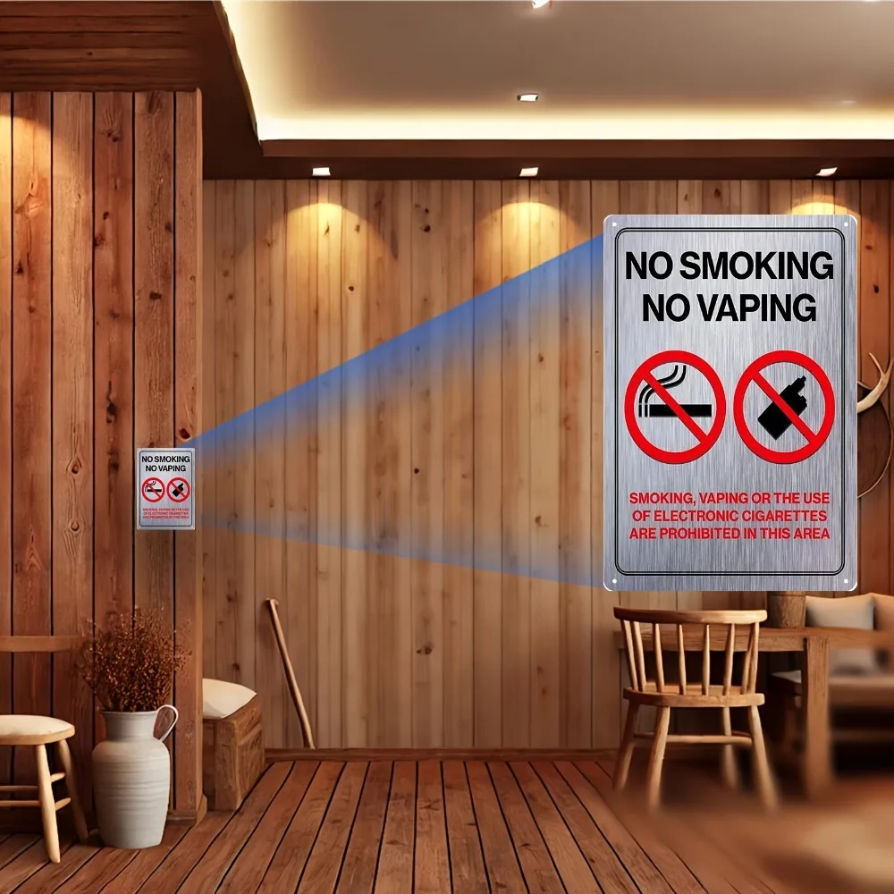 Vintage No Smoking & Vaping Iron Sign - 1pc Rustic Prohibition Wall Decor, Durable Metal Outdoor Signage, Country Style Decor