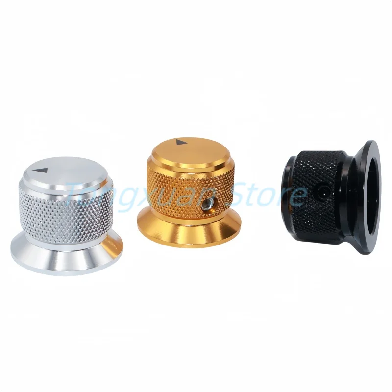 1pc Aluminum Alloy Silver Black Gold Potentiometer Switch Control Cap 25X19mm Volume Audio Electric Guitar Bass Knob Screw Type