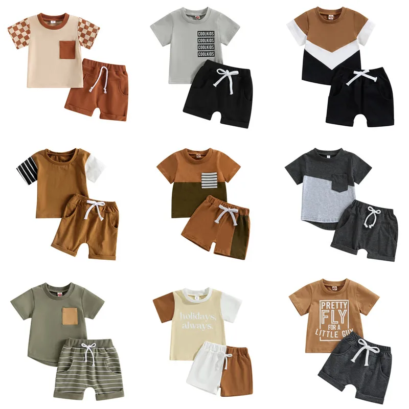 RUEWEY Short Sets Clothes for Baby Boys Summer Newborn Children's Clothing Baby Items Things Short Sleeve Tops and Shorts Suit