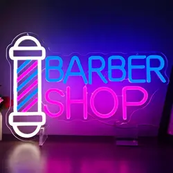 Barber Neon Sign For Shop Hair Salon Decor LED Light Up Sign For Wall Decor Business Neon Light Holiday Gift For Hairdresser