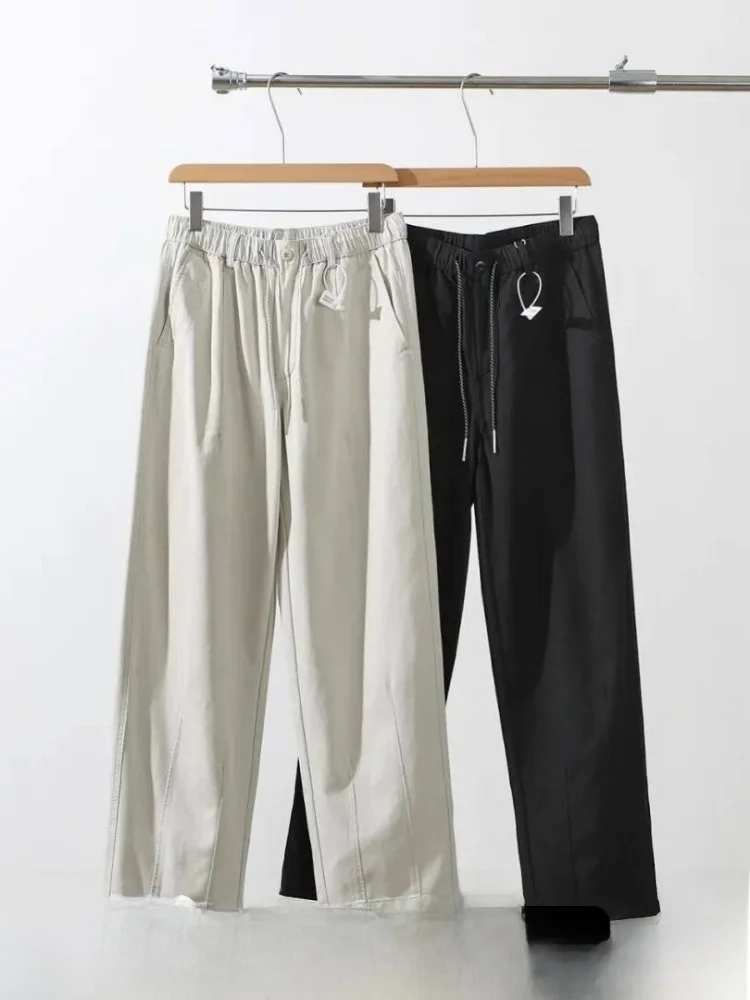 Italian Vintage Style! Cotton Knit! Skin-friendly Breathable! Men's Fashion Elastic Waist Casual Pants Trendy Spring Summer