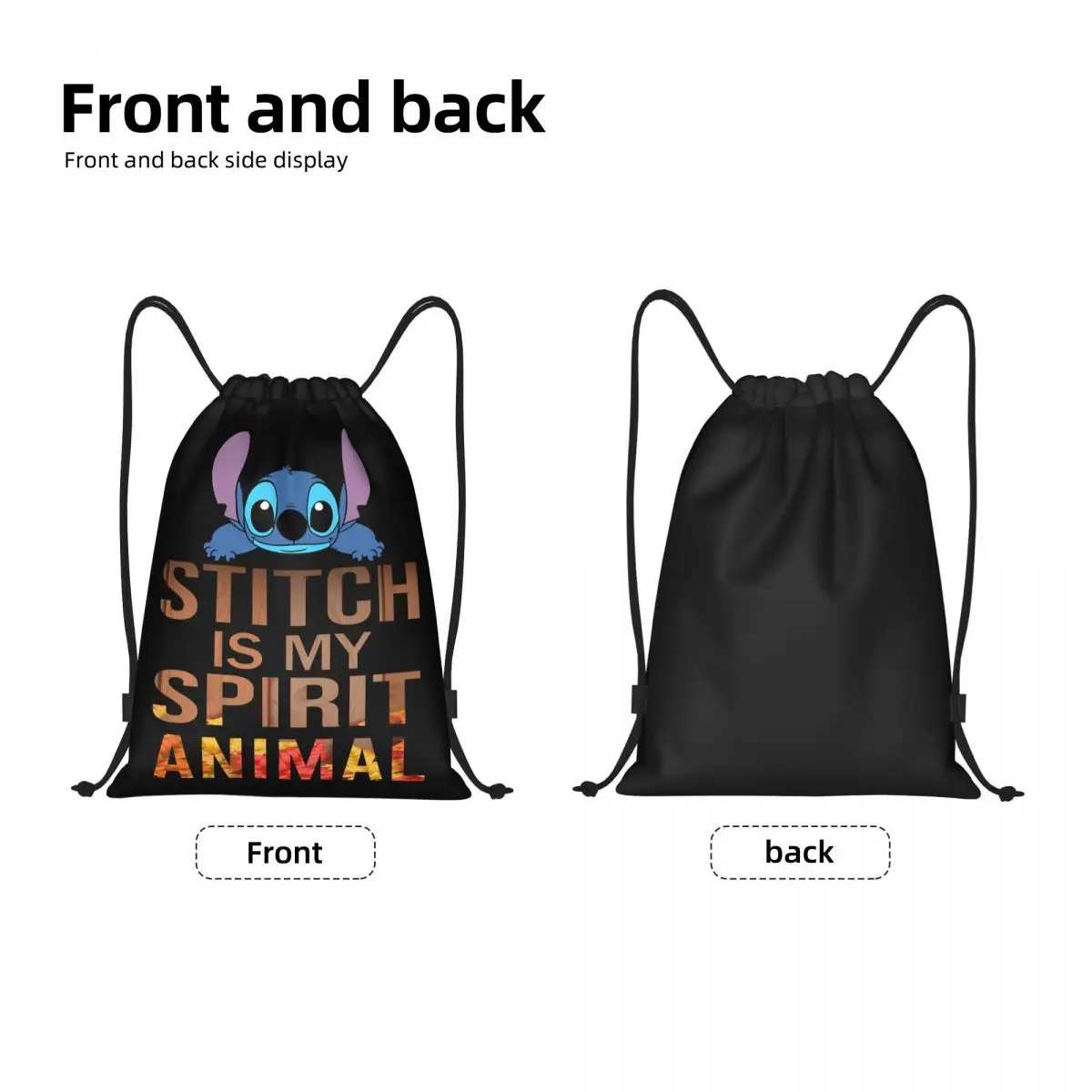 Custom Stitch Is My Spirit Animal Drawstring Backpack Sports Gym Bag for Women Men Shopping Sackpack