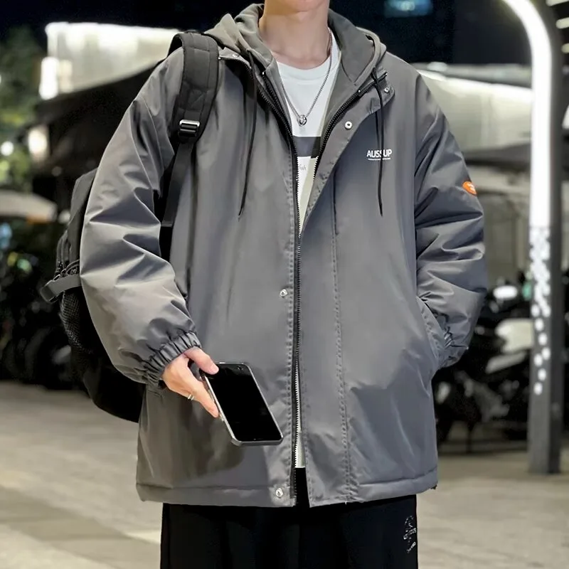 

Teenage Casual Hooded Jaet Men's Spring Autumn New Workwear Jaet Trendy Loose Casual Sle Polyester Fiber Zipper Closure