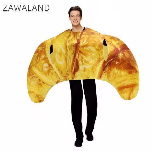 Zawaland Cosplay Croissant Costume Funny Food Holiday Party Suit Woman Man Jumpsuit Carnival Onesie Show Disguisement Clothes