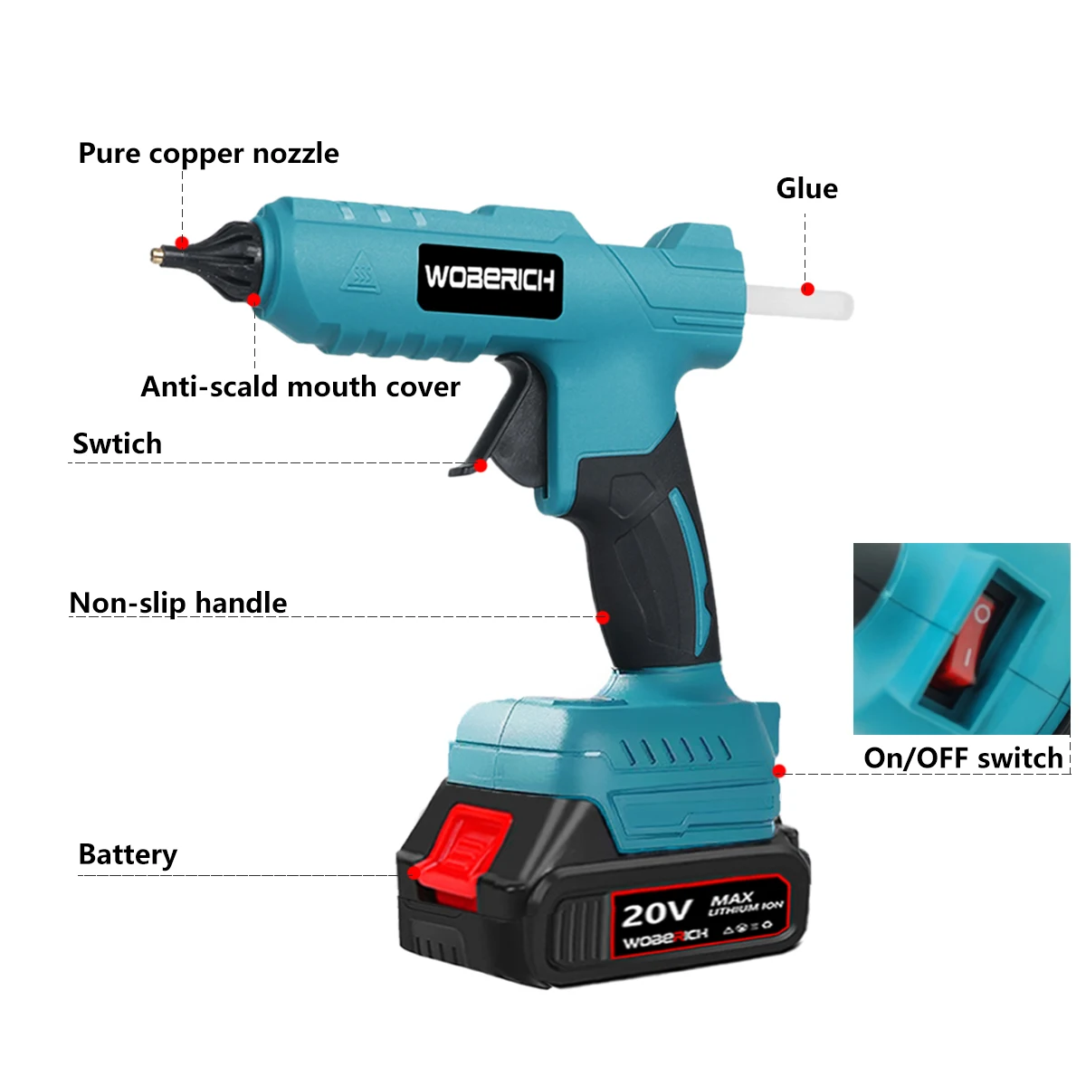 Imagem -06 - Cordless Hot Melt Pistola de Cola Recarregável Aquecimento Rápido 11 Milímetros Cola em Bastão Reparação Faça Você Mesmo Ferramentas Elétricas para Makita Bateria 18v