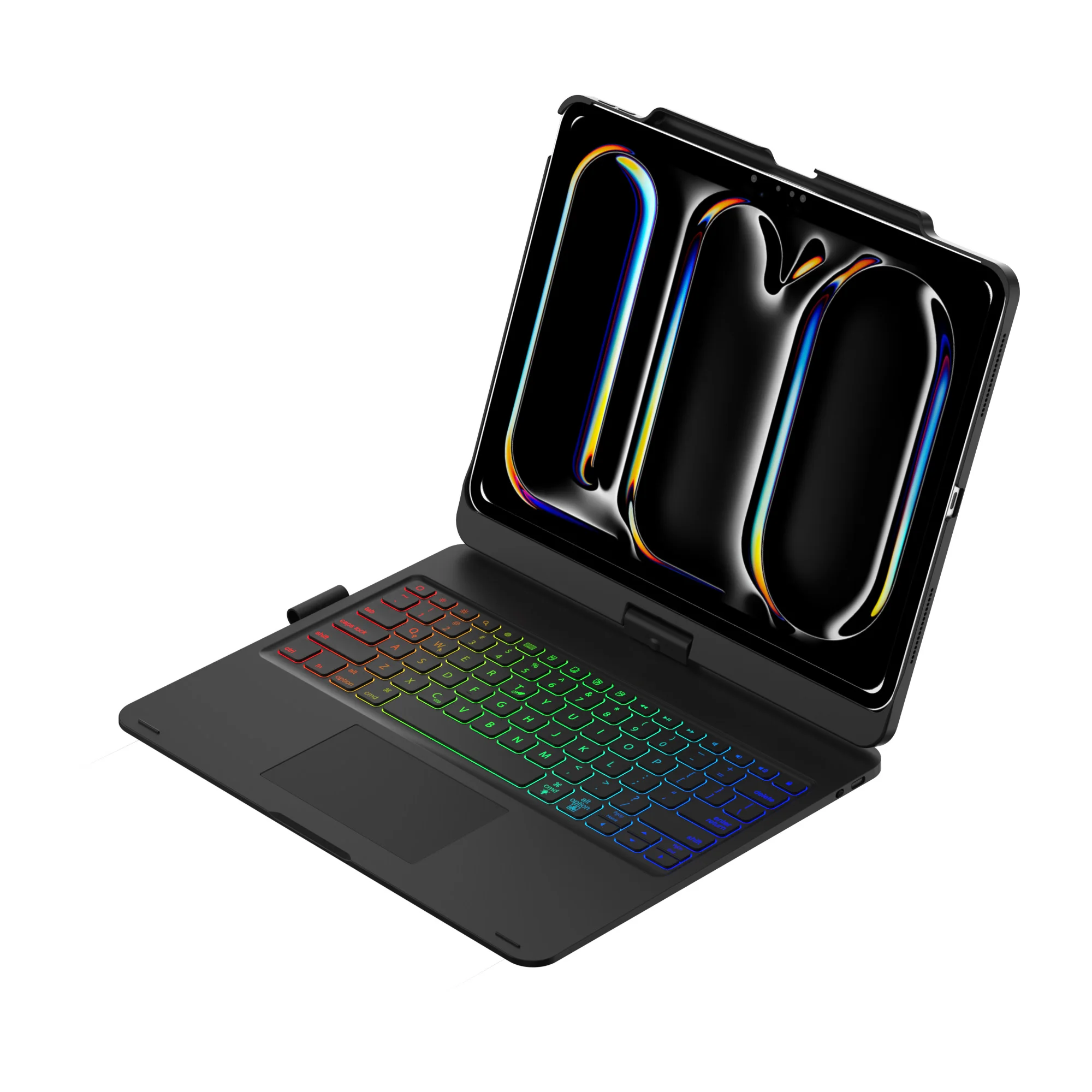 360 Degree Rotate 7 Colors Backlight Touchpad BT Wireless Keyboard Case for iPad Pro 12.9" 5th 2021 &4th Gen 2020 & 3rd  2018