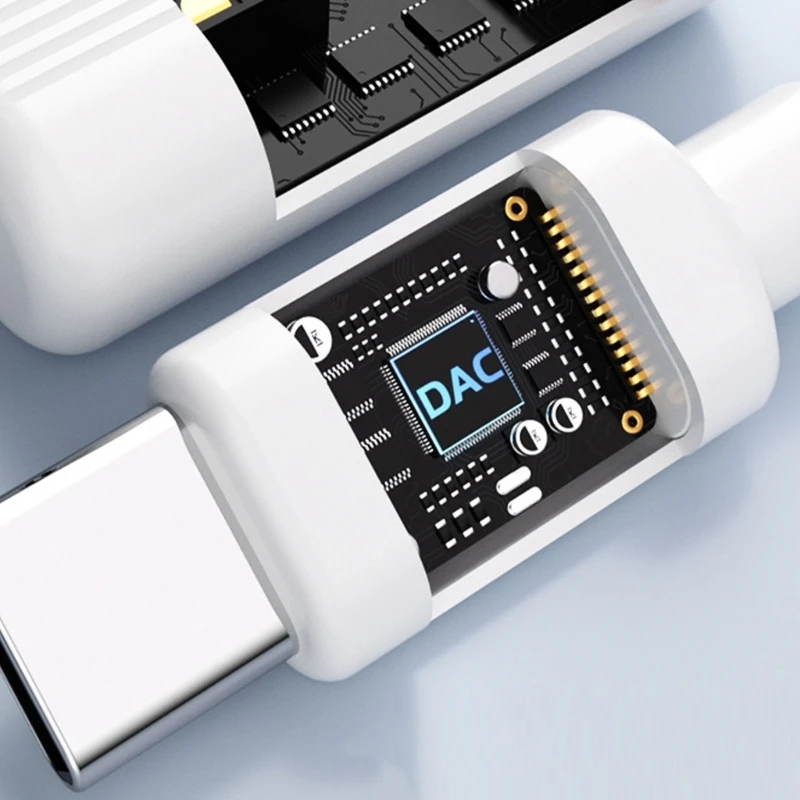 USB C to 3.5mm Headphone and Charging Adapter With HiRes Decoding And PD60W Fast Charging For Smartphones And Tablets