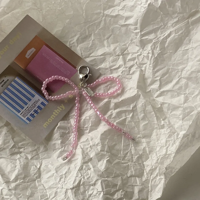 Shining U ちょう結びビーズ電話チェーン 女性用バッグチャームファッションアクセサリーギフト 2個