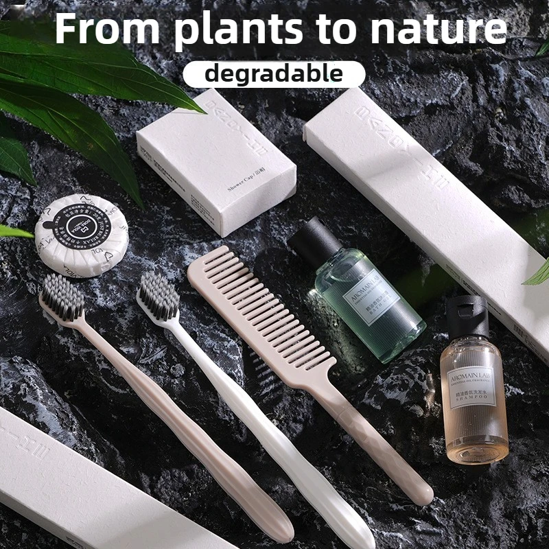 

Набор одноразовых зубных щеток с мягкой щетиной, экологически чистый, биоразлагаемый, одобренный FSC, одноразовые туалетные принадлежности для отелей. 100 шт.