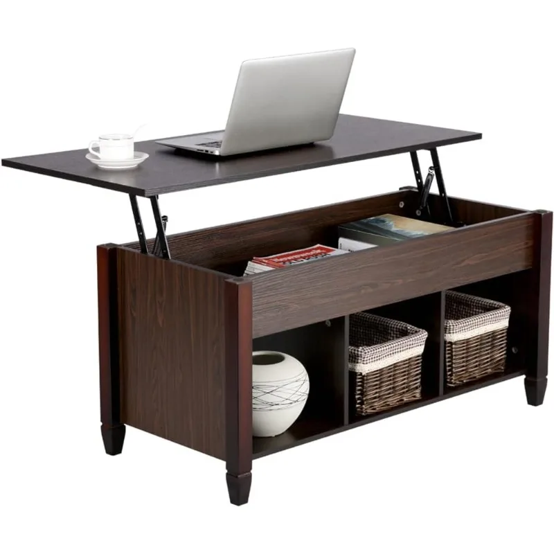 

Coffee Table, Lift Top Coffee Table with Storage Hidden Compartment & Shelf, Retro Coffee Center Table with Lift Tabletop