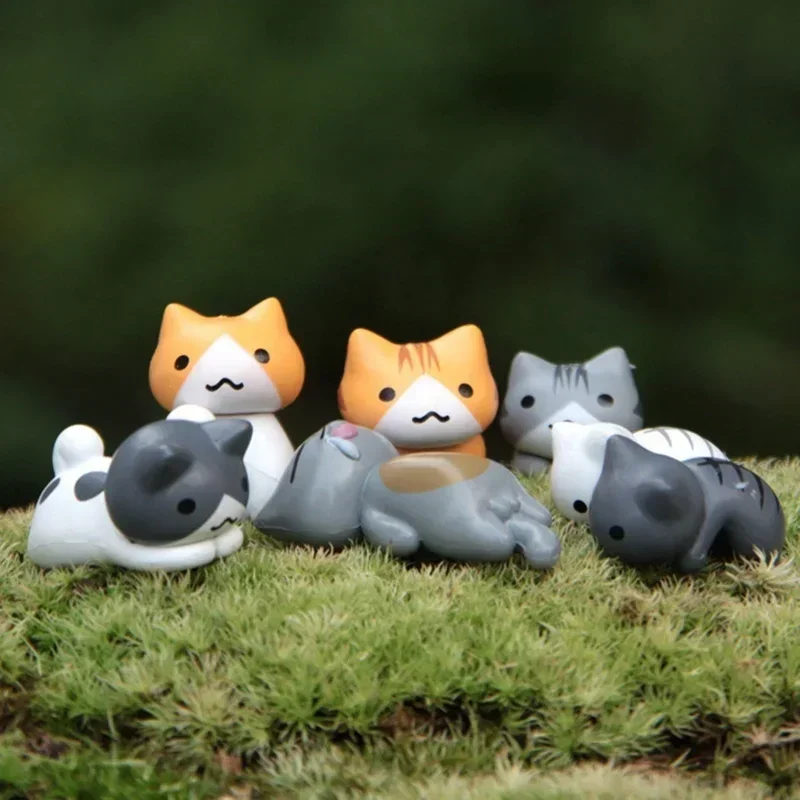 6Pcs/Set Funny Neko Atsume  Meow Mochi Dango Cat Flower Pot Micro Landscape Mini Doll  Balcony Decorations Flower Pot Home Decor