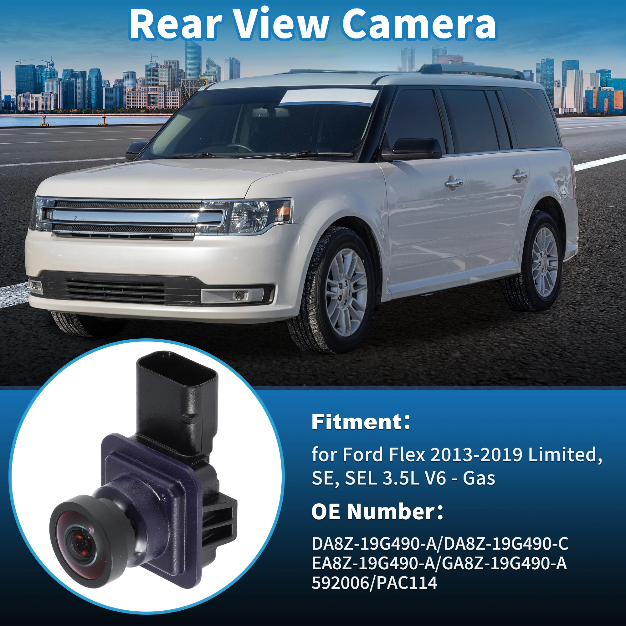 

Камера заднего вида UXCELL для Ford Flex 2013-2019 Limited/SE/SEL 3.5L 592006/DA8Z19G490A