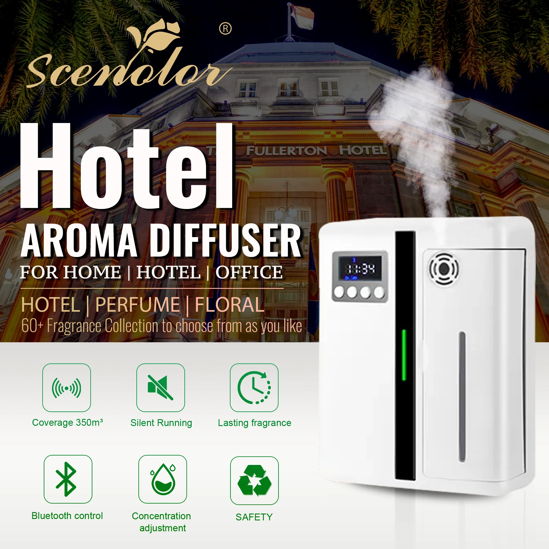 Essential Oil Aroma Diffuser Smell Distributor Home Air freshener Hotel Office 2024 More Fragrance diffuser Bluetooth  Control