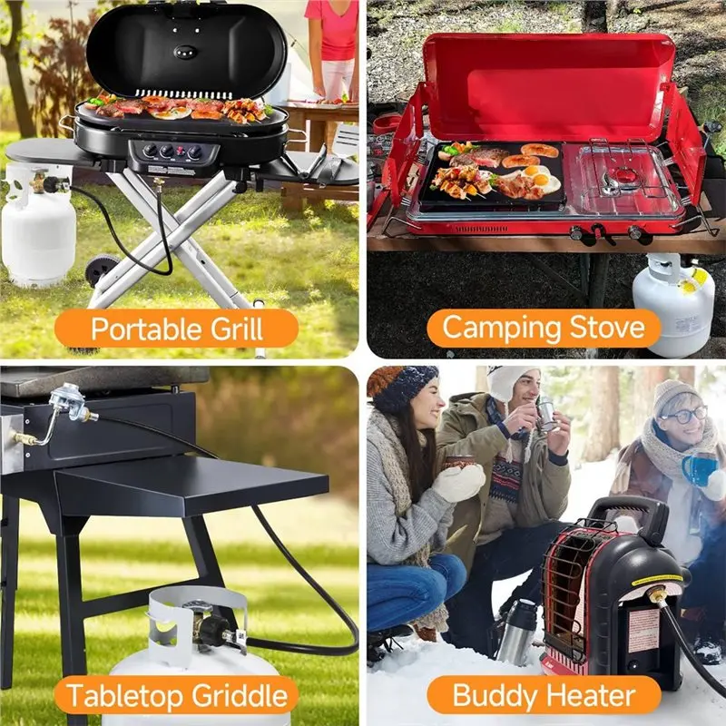 IALJ-طول لسهولة الاتصال 6 أقدام QCC خزانات البروبان خرطوم محول من 20Lb إلى 1Lb لمستلزمات التخييم والطبخ في الهواء الطلق #5