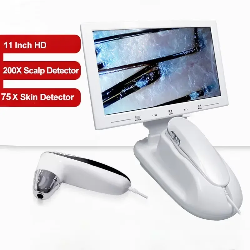 

Новый 11 HD ЖК-экран, детектор волосяных фолликулов, кожи головы, профессиональный цифровой анализатор кожи, детекторы влажности масла, тестер микроскопа