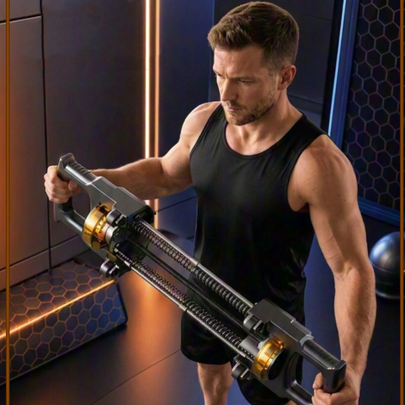 Home Home Gym 2-in-1 Ab Roller Chest Expander Fitness Equipment Auto-Rebound RGB Light 20-80KG - Aliexpress Deal