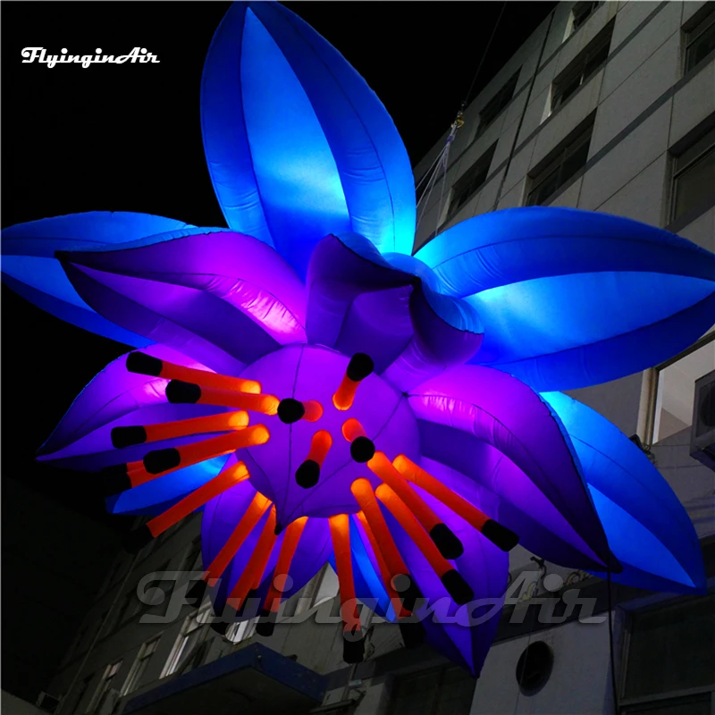 

2m/3m Hanging Blue Large Inflatable Flower Artificial Flowers With LED Light for Club/Bar/Party Decoration