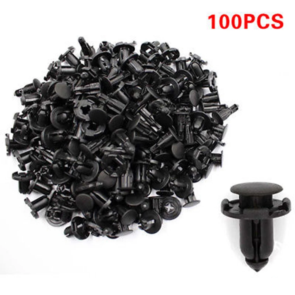 100pcs 8.5mm Diameter Black Vehicle Car Bumper Door Panel Fender Liner Clips Retainer Plastic Auto Fasteners Rivets Clips