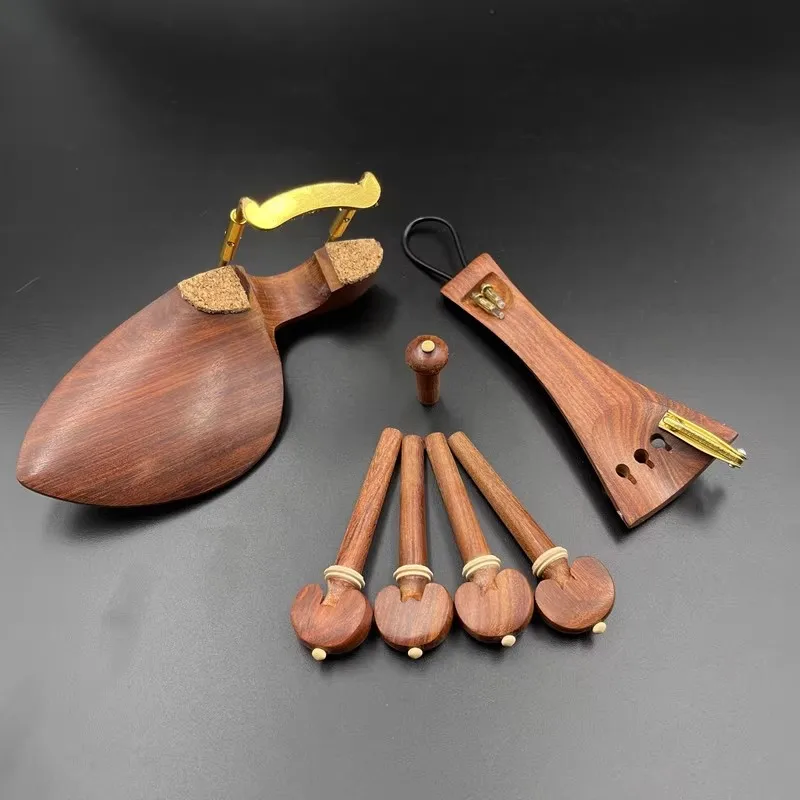 1 set 4/4 Violin Rosewood Tailpiece+Tuning pegs+Endpins+Chin rest/Chin Holder,ebony Jujube wood Fiddler parts Accessories