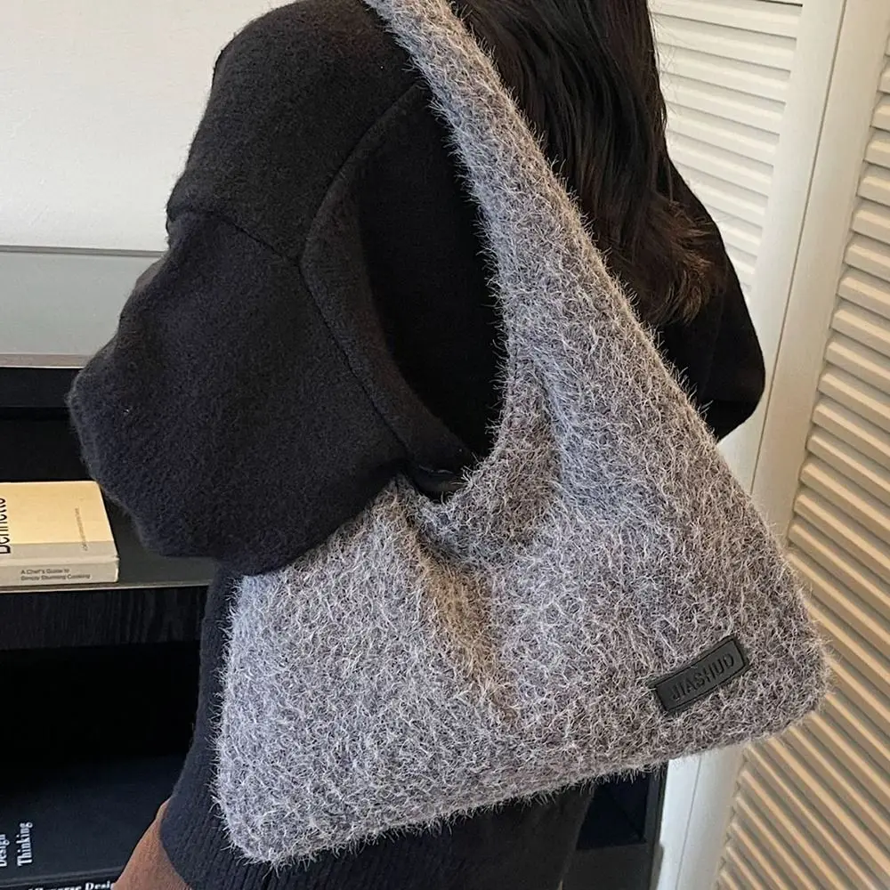 

Casual Grey Khaki Tote Bag Versatile Underarm Bag Large Capacity Magnetic Buckle Handbag Autumn Winter
