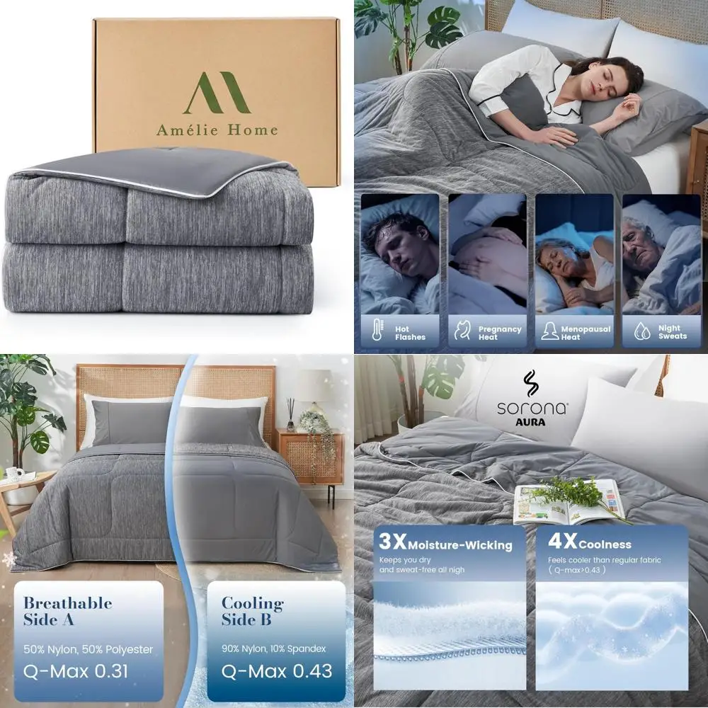 

King Size Dual-Sided Cooling Comforter for Hot Sleepers - Lightweight Breathable Blanket with Q-Max 0.43